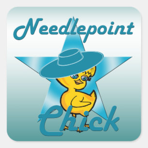 Needlepoint Chick #7 Quadratischer Aufkleber