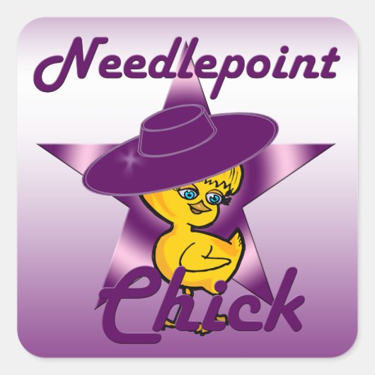 Needlepoint Chick #9 Quadratischer Aufkleber (Vorderseite)