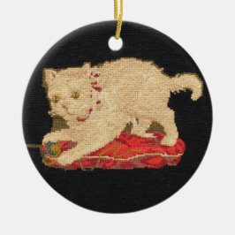 Needlepoint Kitty Cat Ornament