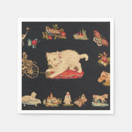 Needlepoint Kitty Cat Paper Napkin Serviette