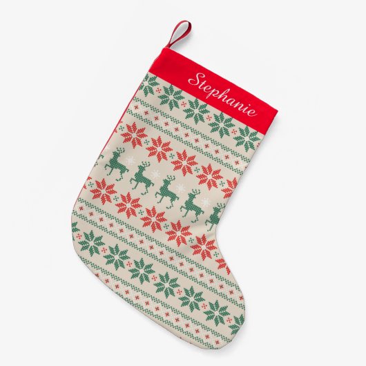 Needlepoint Look Weihnachts-Strumpf Kleiner Weihnachtsstrumpf (Vorderansicht (hängend))