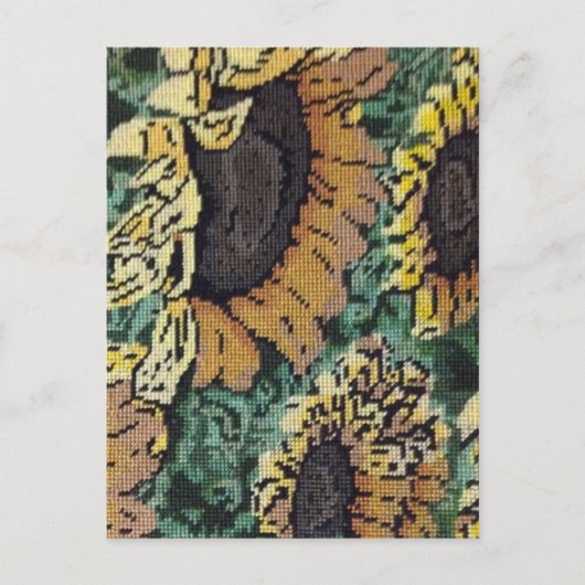 Needlepoint Sonnenblume Postkarte (Vorderseite)