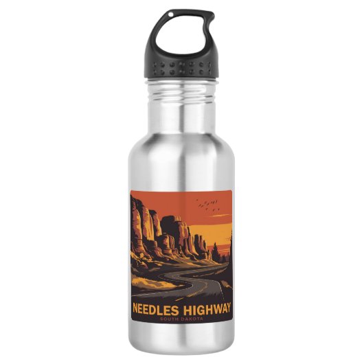 Needles Highway South Dakota Red Sky Edelstahlflasche (Vorderseite)