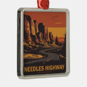 Needles Highway South Dakota Red Sky Ornament Aus Metall (Rechts)