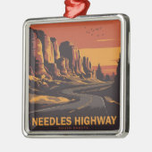 Needles Highway South Dakota Red Sky Ornament Aus Metall (Links)
