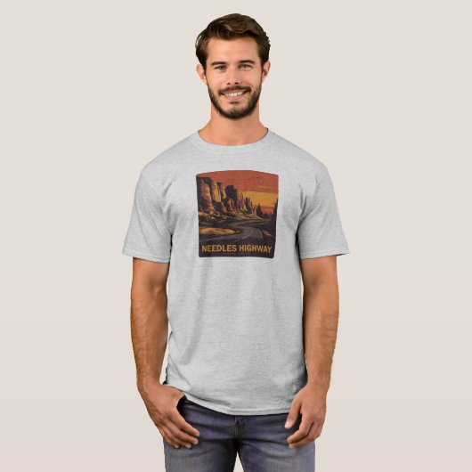 Needles Highway South Dakota Red Sky T-Shirt (Vorne ganz)