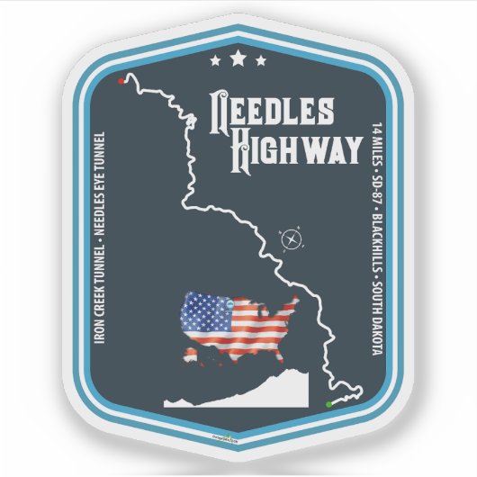 Needles Highway US87 USA Black Hills SD 03 Sticker (Vorderseite)