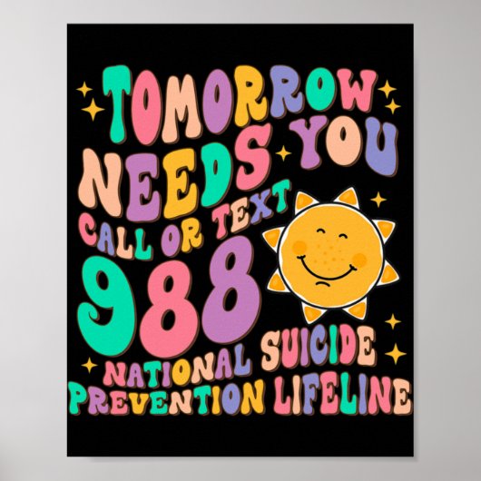 Needs You Call Text 988 National Suicide Preventio Poster (Vorne)