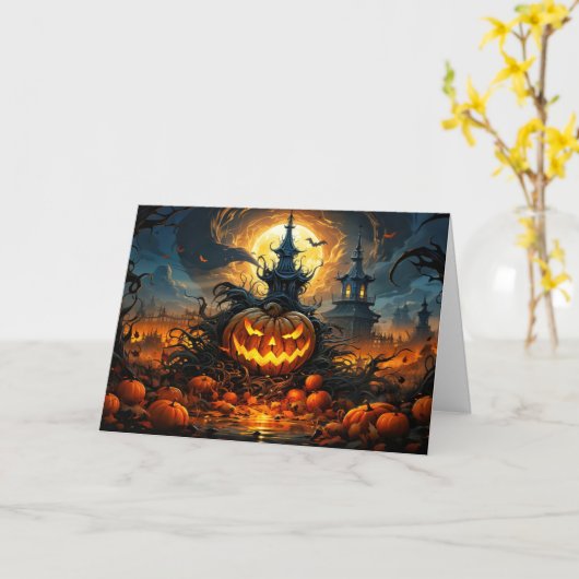 Nefarious Glows Halloween Horror Pumpkin Karte (Gelbe Blume)