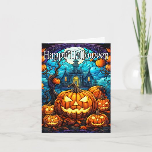 Nefarious Glows Happy Halloween Pumpkin Karte (Vorderseite)