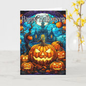 Nefarious Glows Pumpkin | Frohe Halloween Karte (Gelbe Blume)