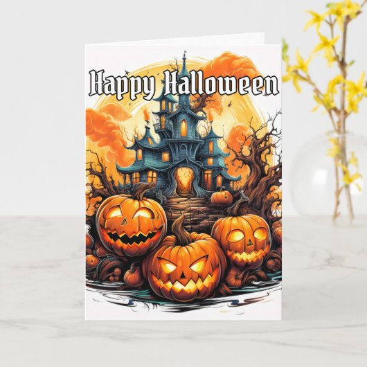 Nefarious Glows Spooky Pumpkin | Halloween Karte (Gelbe Blume)