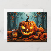 Nefarious Gwer Pumpkin im Wald Postkarte (Vorne/Hinten)