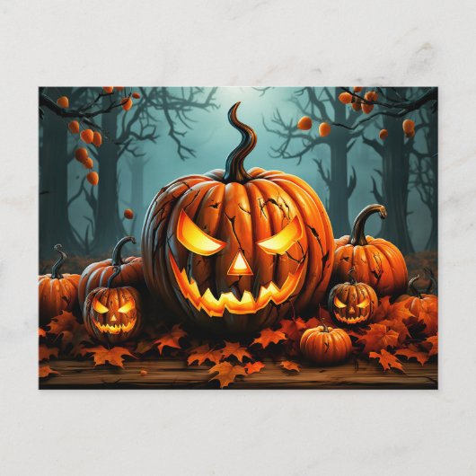 Nefarious Gwer Pumpkin im Wald Postkarte (Vorderseite)