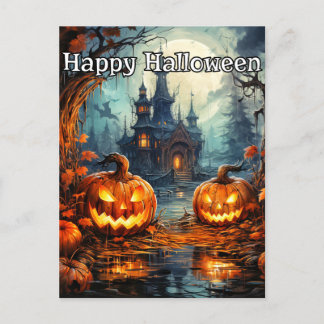 Nefarious Halloween Pumpkins nach Dunkel Postkarte