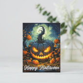 Nefarious Happy Halloween Pumpkin Illustration Postkarte (Stehend Vorderseite)