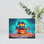 Nefarious Mad Pumpkin | Frohe Halloween Postkarte (Stehend Vorderseite)