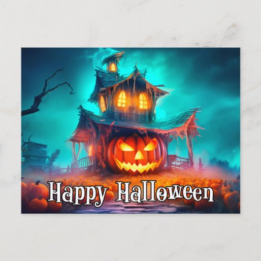 Nefarious Mad Pumpkin | Frohe Halloween Postkarte (Vorderseite)