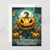 Nefarious Pumpkins nach Dunkel | Frohe Halloween Postkarte (Vorne/Hinten)