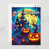 Nefarious Spooky Spuk House Halloween Postkarte (Vorne/Hinten)