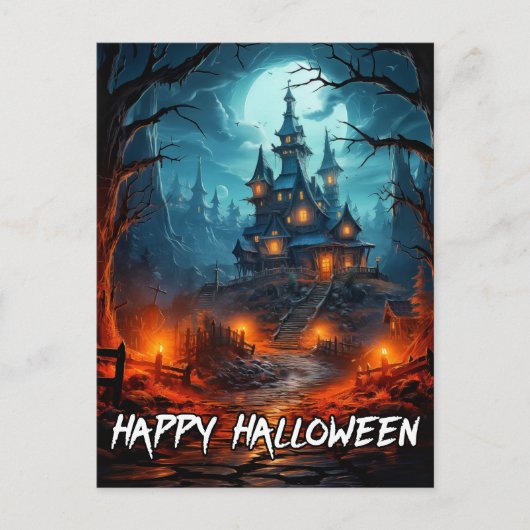Nefarious Spooky Spuk House Halloween Postkarte (Vorderseite)