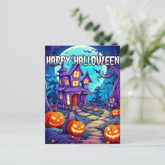 Nefarious Spooky Spuk House Postkarte (Stehend Vorderseite)