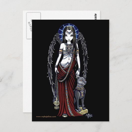 Nefertari Egyptian Bastet Goddess Angel Postcard Postkarte (Vorne/Hinten)
