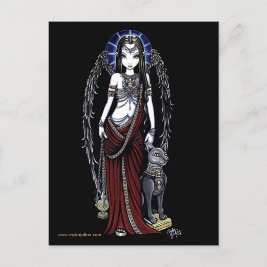 Nefertari Egyptian Bastet Goddess Angel Postcard Postkarte (Vorderseite)