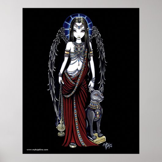 Nefertari Egyptian Bastet Goddess Angel Poster (Vorne)