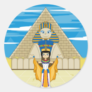 Nefertiti an der Sphinx von Gizeh Runder Aufkleber