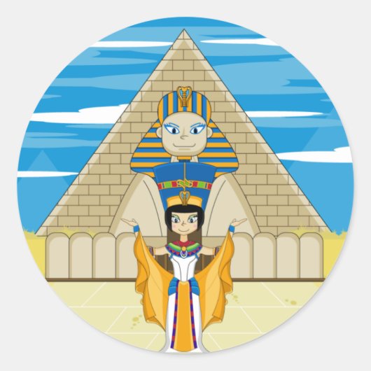 Nefertiti an der Sphinx von Gizeh Runder Aufkleber (Vorderseite)