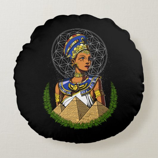 Nefertiti Egyptian Queen Goddess Mythology Rundes Kissen (Vorderseite)