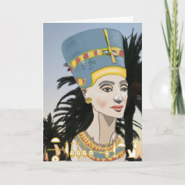 Nefertiti Farbiges Portrait und Palmen Karte