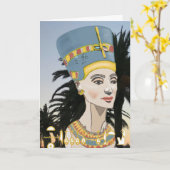Nefertiti Farbiges Portrait und Palmen Karte (Gelbe Blume)