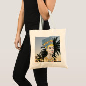 Nefertiti Farbiges Portrait und Palmen Tasche B (Vorderseite (Produkt))