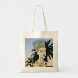 Nefertiti Farbiges Portrait und Palmen Tasche B