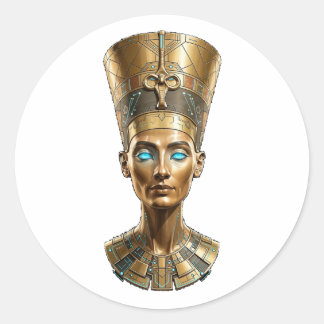 Nefertiti Goldene Königin Runder Aufkleber