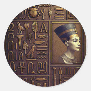 Nefertiti Hieroglyph-Aufkleber Runder Aufkleber