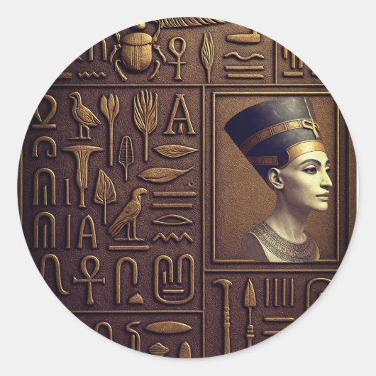 Nefertiti Hieroglyph-Aufkleber Runder Aufkleber (Vorderseite)
