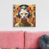 NEFERTITI KÖNIGIN DES NIL-DEVON REX KATZE LEINWANDDRUCK (Insitu (Wohnzimmer))