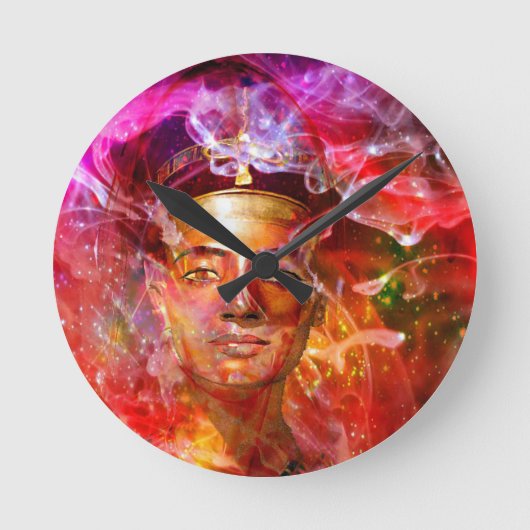 Nefertiti-Königin Runde Wanduhr (Vorderseite)