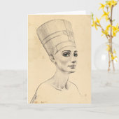 Nefertiti-Portrait zeichnend Papyrus aus dem alten Karte (Gelbe Blume)