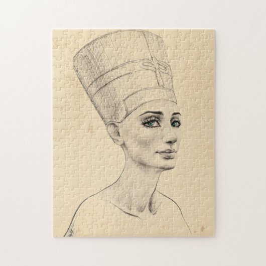 Nefertiti-Portrait zeichnend Papyrus aus dem alten Puzzle (Vertikal)