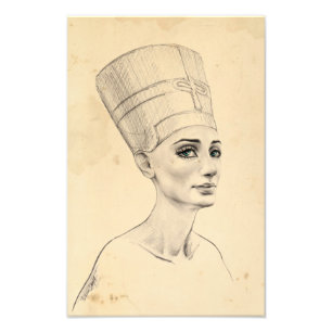 Nefertiti-Porträtzeichnung Altes Ägypten Papyrus Fotodruck