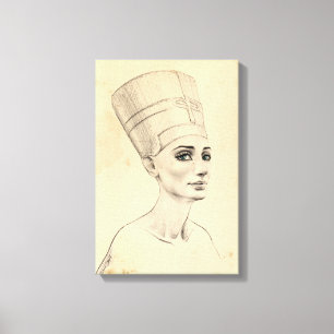 Nefertiti-Porträtzeichnung Altes Ägypten Papyrus Leinwanddruck