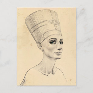 Nefertiti-Porträtzeichnung Altes Ägypten Papyrus Postkarte