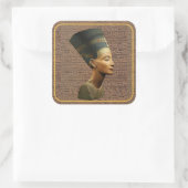 Nefertiti Square Stickers auf Hieroglyph Hintergru (Tasche)