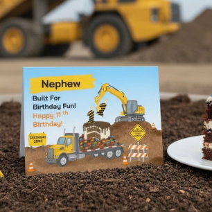 Neffe 11. Geburtstag Baustelle Tieflader Karte