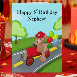 Neffe Alles Gute zum 5. Geburtstag Bär Feuerwehrwa Karte
