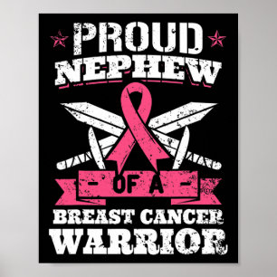 Neffe Brustkrebs Krieger rosa Bewusstseinsrippe Poster